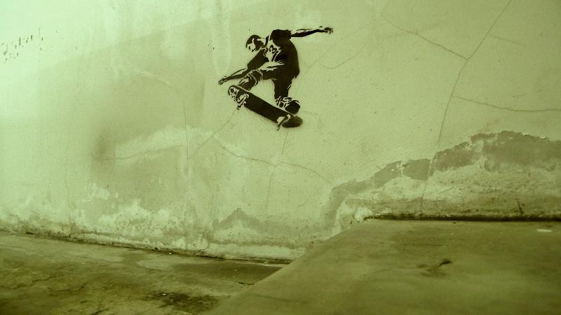 stencil skateboarder 3D INSANITY With Only Four Letters