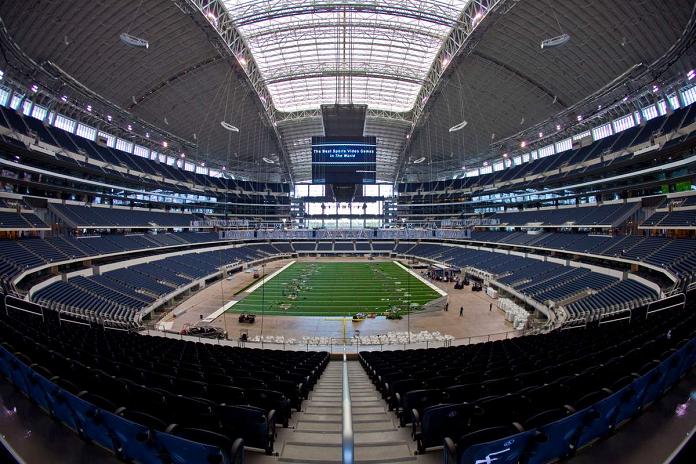 new cowboys stadium inside wide angle fisheye What Costs $1.3 Billion, Holds 111,000 people and Has the Worlds Biggest TV?