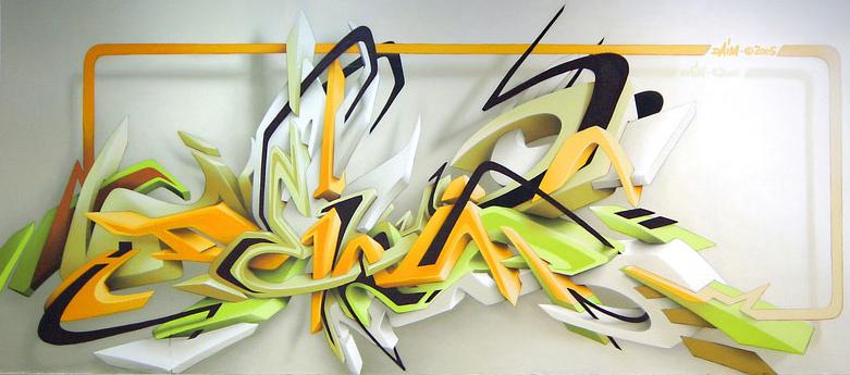 daim graffiti mural 3d lettering 3D INSANITY With Only Four Letters