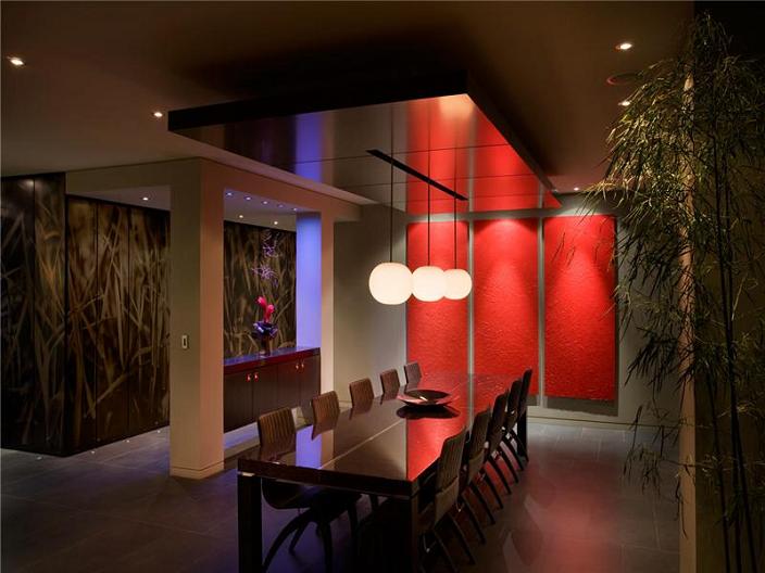 luxury condo dining room interior design inspiration The $10 Million Aquarius Penthouse Feels Like a Nightclub