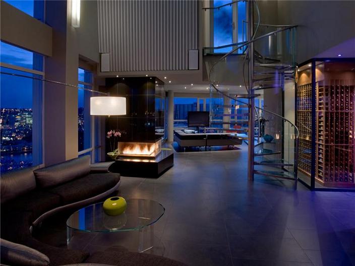 luxury condo living room penthouse vancouver The $10 Million Aquarius Penthouse Feels Like a Nightclub