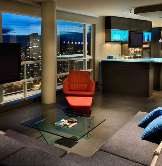 modern living room set The $10 Million Aquarius Penthouse Feels Like a Nightclub