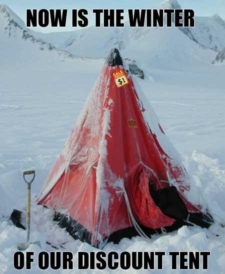 now is the winter of our discount tent Picture of the Day   December 12, 2009