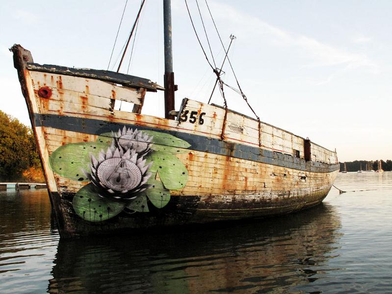 street art flower on a boat ludo THE WAR IS ON: Natures Revenge by Ludo