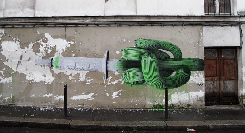 syringe needle cactus street art ludo natures revenge THE WAR IS ON: Natures Revenge by Ludo