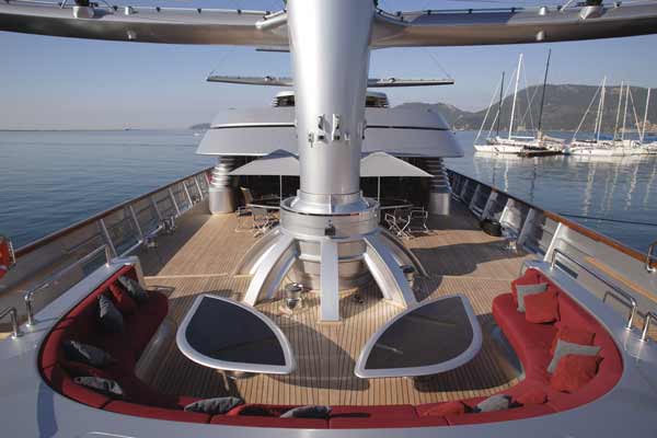 beautiful outer deck boat mega yacht Maltese Falcon: Third Largest Sailing Yacht in the World
