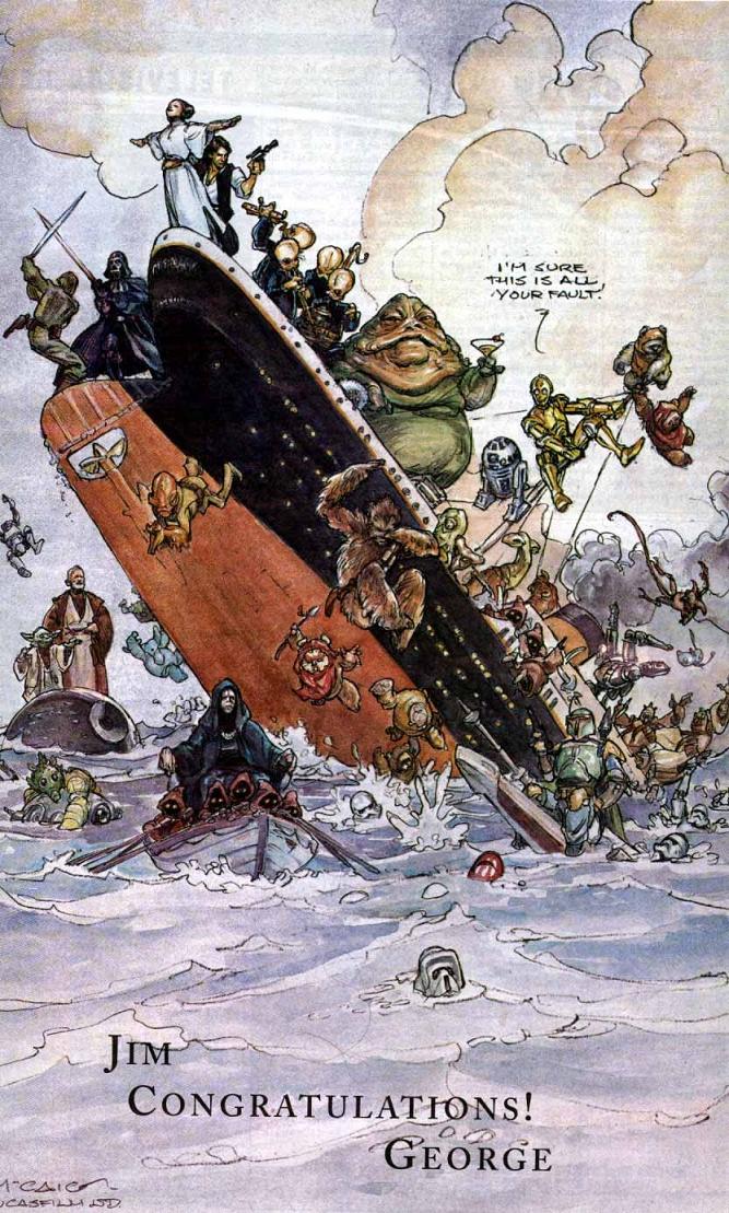 drawing of star wars on titanic george lucas to james cameron Picture of the Day   January 27, 2010