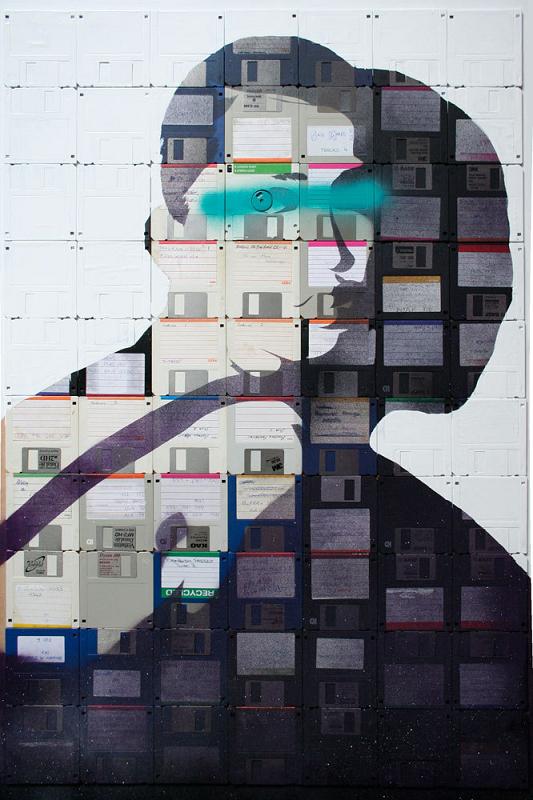 outdated storage devices art static shadows A Trip Down Memory Lane: Floppy Disk Art by Nick Gentry