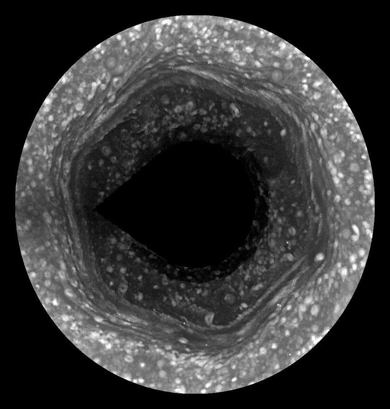 saturns hexagon saturn north pole Picture of the Day   January 4, 2010