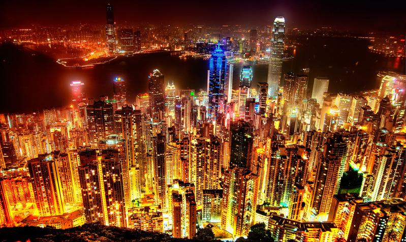 hong kong skyline at night Picture of the Day   February 7, 2010