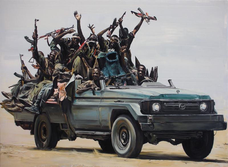cookie monster in truck full of african soldiers rebels Picture of the Day   March 22, 2010