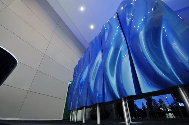 fiberglass flat screen panels at hp head office Living Lobby Art: The HP Manilfold by Tronic