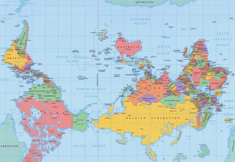 upside down world map from southern hemisphere Picture of the Day   March 7, 2010