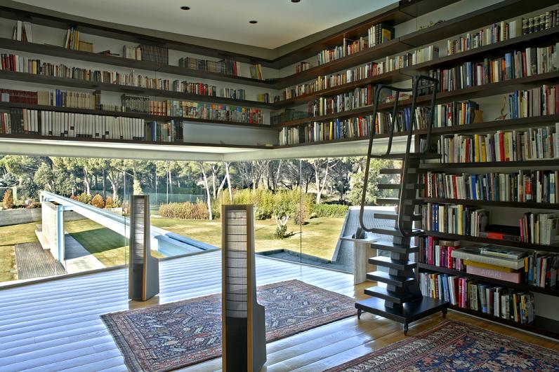 amazing beautiful incredible library Mega Mansion in Madrid by A Cero