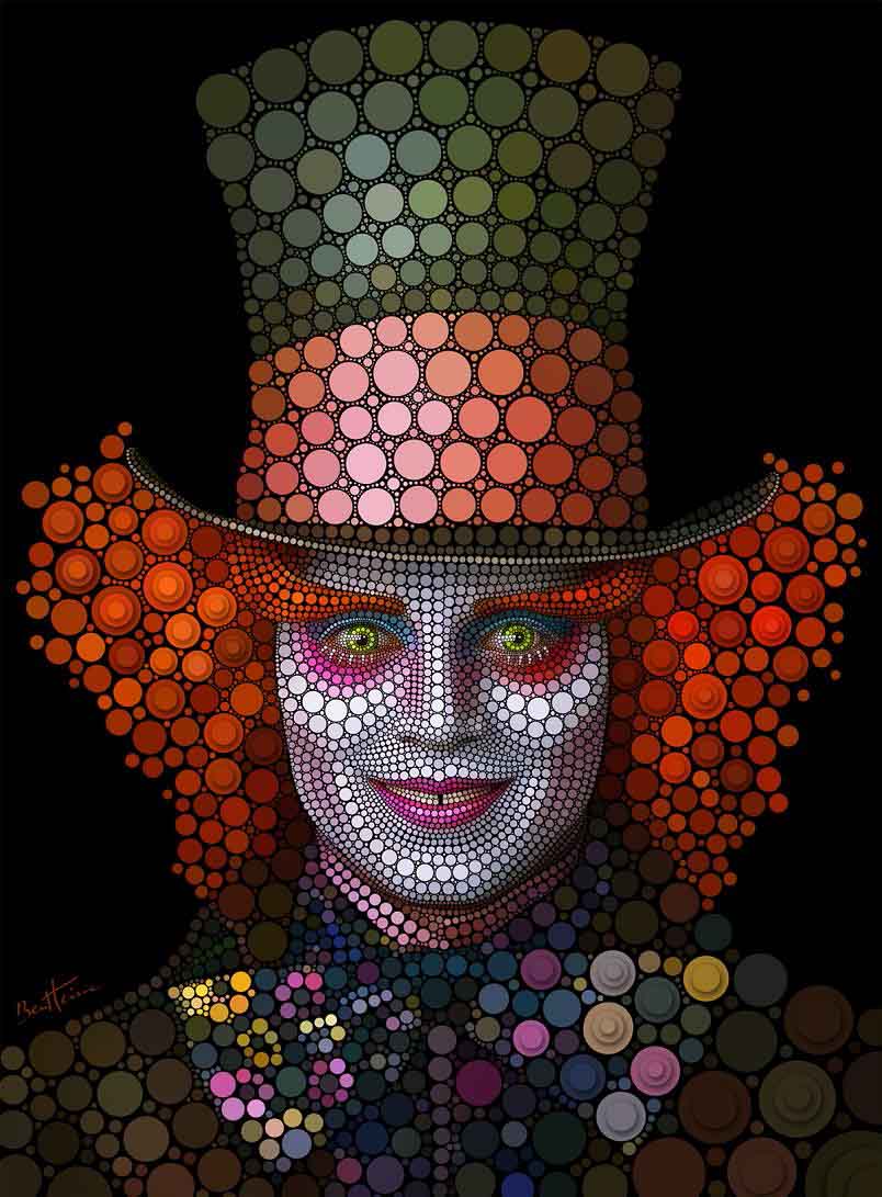 johnny depp digital art with circles Art Made Entirely of Circles by Ben Heine