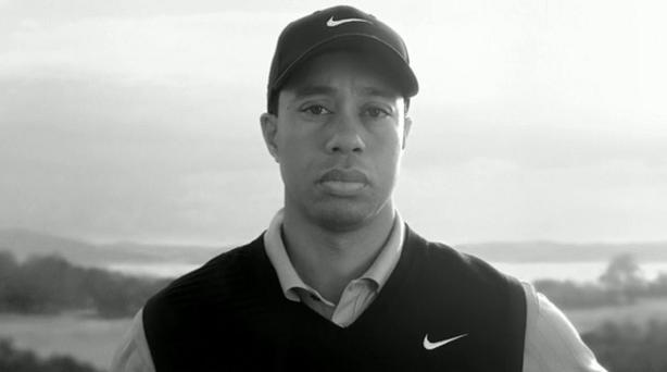 tiger sad face black and white new nike golf commercial The Recurring Marketing Theme: Tiger and his Dad, Earl Woods