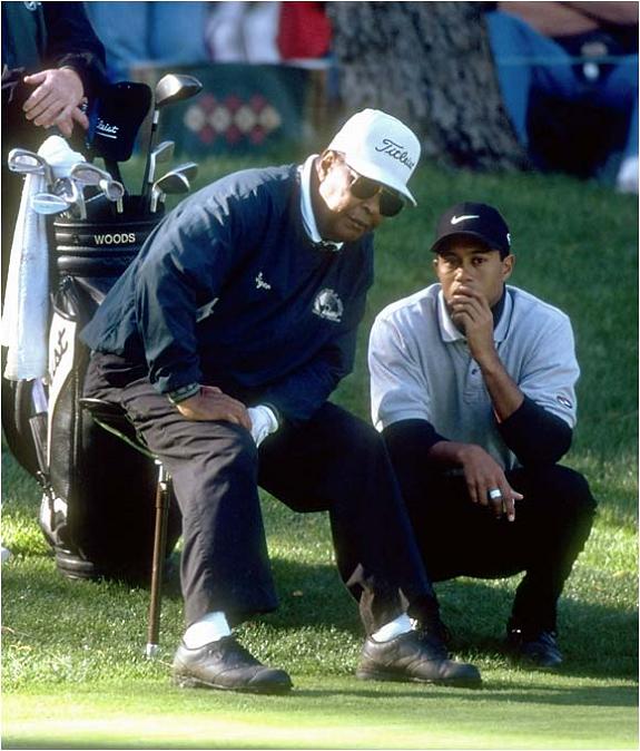 tiger woods with his dad on golf course The Recurring Marketing Theme: Tiger and his Dad, Earl Woods