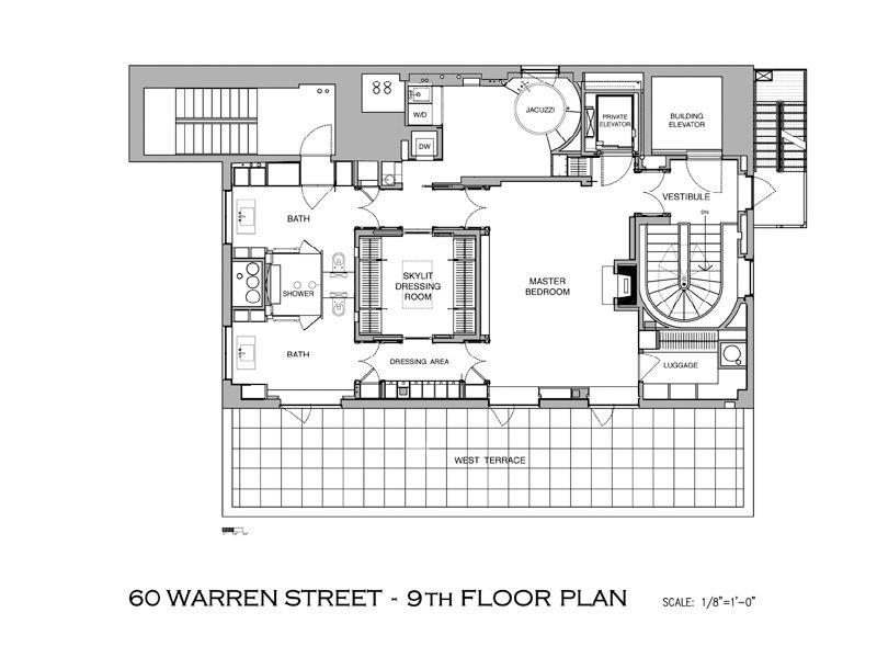 tribeca penthouse floor plan A Townhouse in the Sky