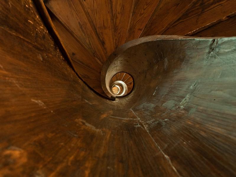 wooden spiral staircase loooking up 25 Stunning Images of Spiral Staircases