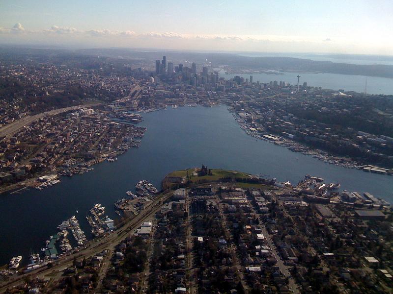 aerial of lake union seattle washington Im On A [House] Boat   Floating Home in Lake Union, Seattle