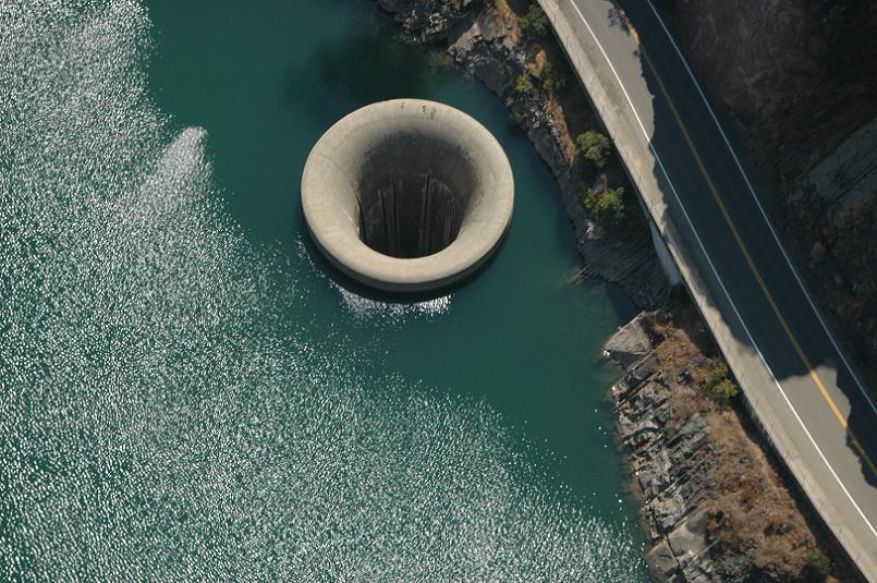 monticello dam aerial Bell Mouth Spillways: How Giant Holes in the Water are Possible