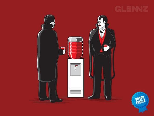blood water cooler vampires 25 Hilarious Illustrations by Glennz