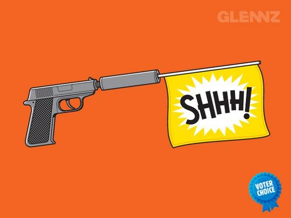 gun with silencer 25 Hilarious Illustrations by Glennz