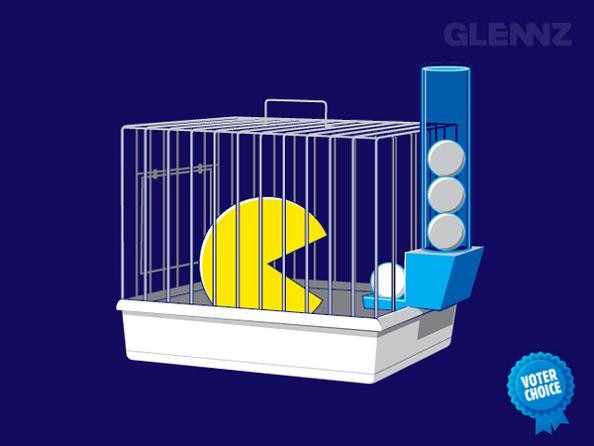 pacman in cage funny 25 Hilarious Illustrations by Glennz