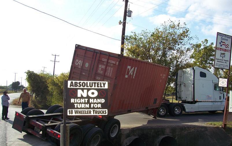 truck right turn fail stuck in ditch funny Picture of the Day   I Dont Make Rules. I Break Em