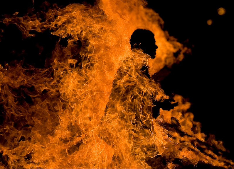 man on fire burning Picture of the Day   Suffering is Optional