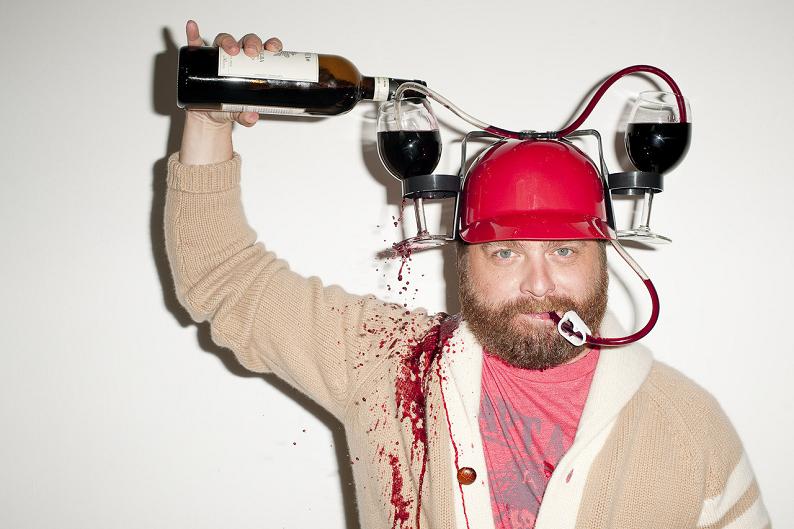 zach galifianakis wine helmet drunk Picture of the Day   July 24, 2010
