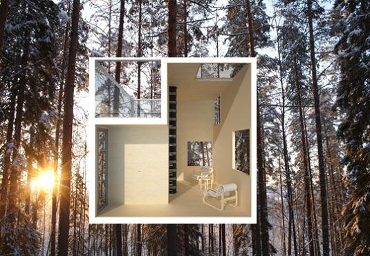 cross section mirrorcube The Mirrorcube Treehotel in Sweden
