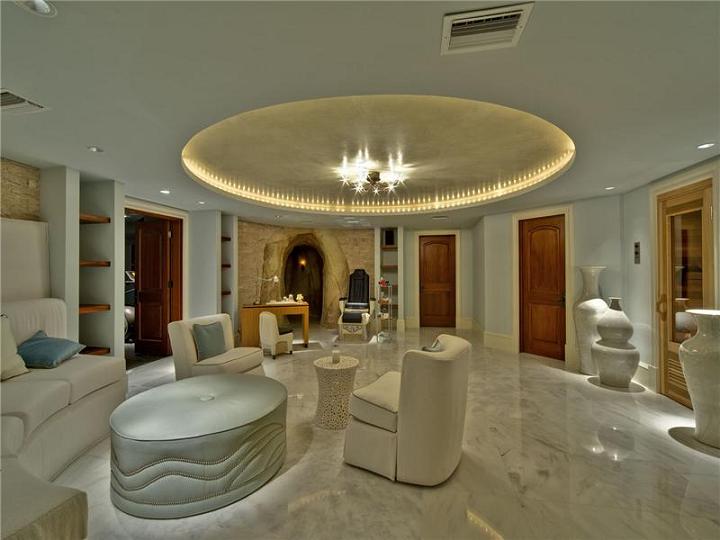 living room in cayman The $60 Million Mansion on the Ocean: Castillo Caribe, Cayman Islands
