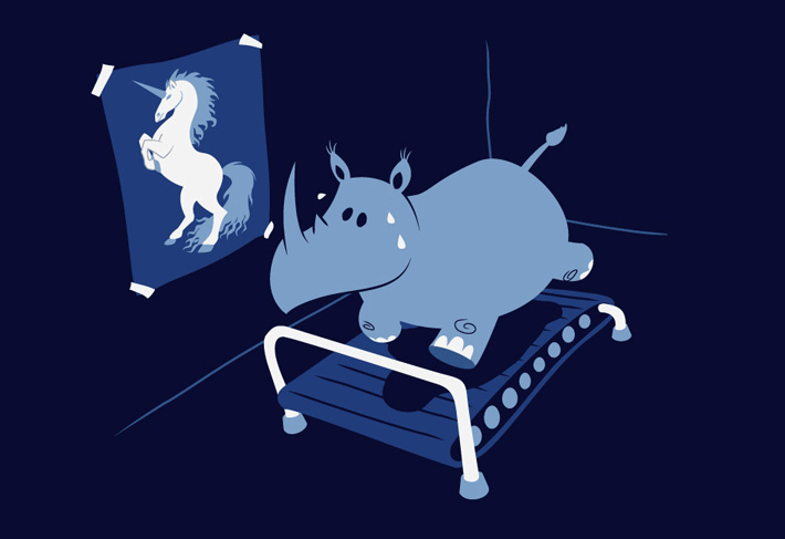 rhino on treadmill dreams of becoming unicorn Picture of the Day   August 31, 2010