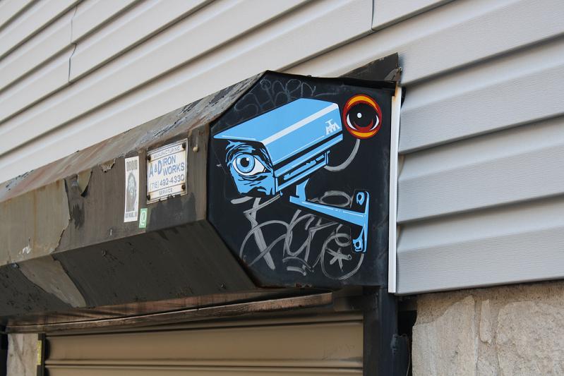 security camera with eye street art STREET ART: Eye Heart NYC by Peat Wollaeger [21 pics]
