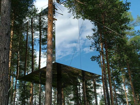 tree hotel mirror cube The Mirrorcube Treehotel in Sweden