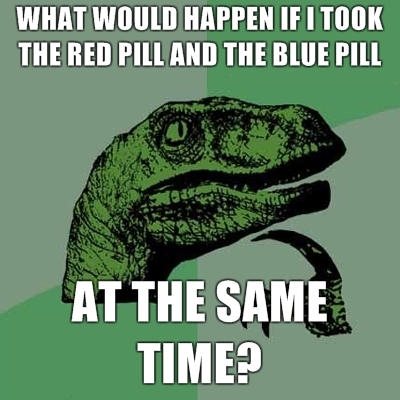 philosoraptor red pill blue pill 20 Burning Questions with the Famous Philosoraptor
