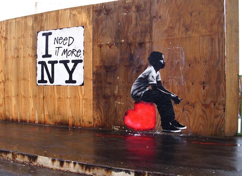 i need it more ny heart love street art stencil lets Picture of the Day: I Need Love | Nov 27, 2010