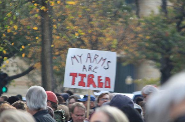 arms are tired funny protest sign 25 Funniest Protest Signs of 2010