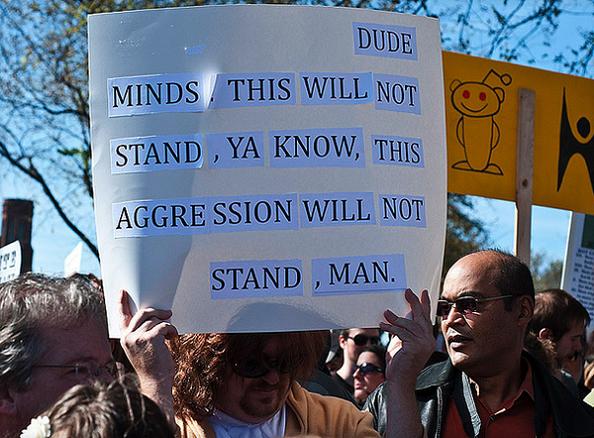big lebowski funny protest sign 25 Funniest Protest Signs of 2010