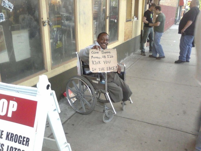 funny homeless sign kick you in the face The Friday Shirk Report   January 21, 2011 | Volume 93