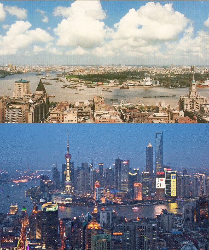 shanghai then and now 1990 vs 2010 Picture of the Day: Shanghai   1990 vs 2010