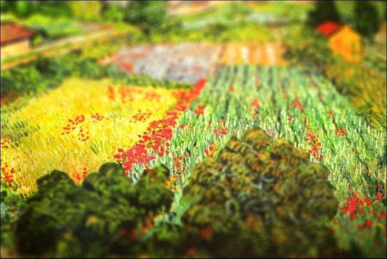 tilt shift van gogh field with poppies painting Amazing Tilt Shift Van Gogh Paintings [16 Pics]