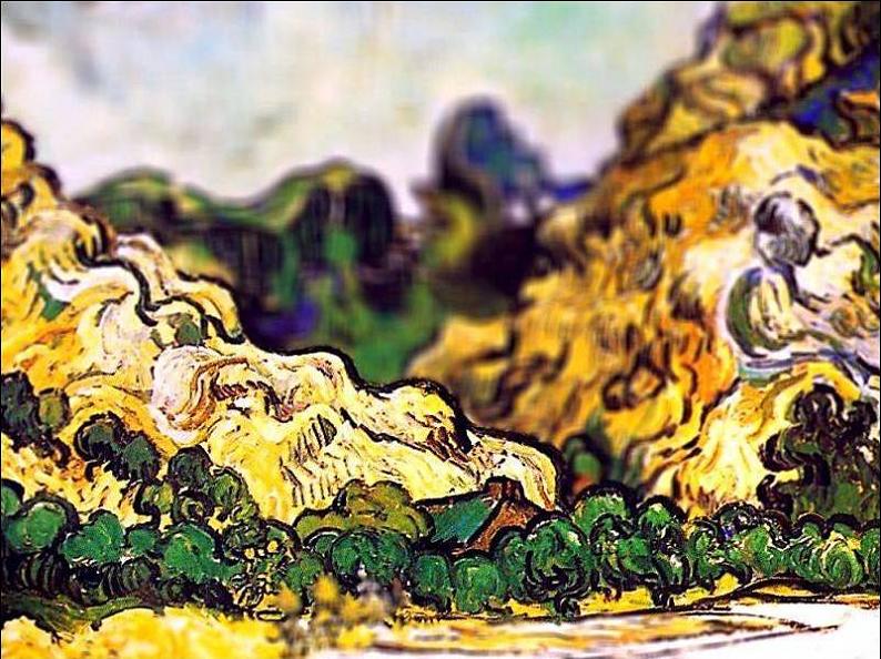 tilt shift van gogh mountains at saint remy painting Amazing Tilt Shift Van Gogh Paintings [16 Pics]