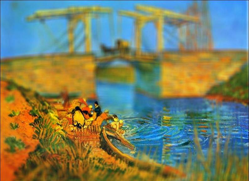 tilt shift van gogh pont de langlois painting Amazing Tilt Shift Van Gogh Paintings [16 Pics]