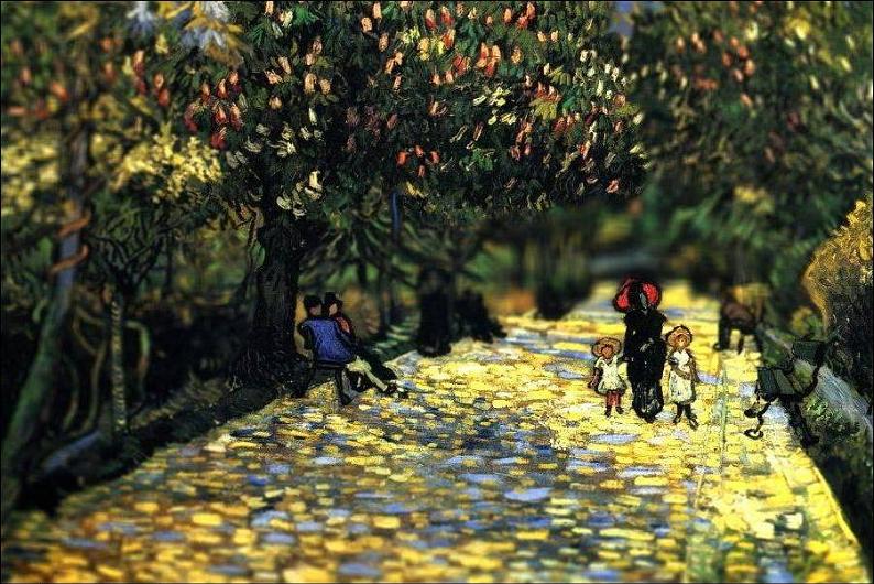 tilt shift van gogh red chestnuts in the public park at arles painting Amazing Tilt Shift Van Gogh Paintings [16 Pics]