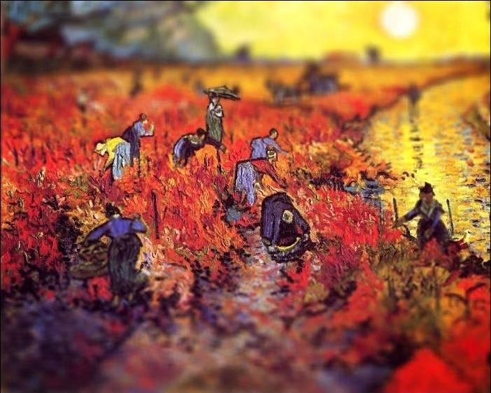 tilt shift van gogh the red vineyard painting Amazing Tilt Shift Van Gogh Paintings [16 Pics]
