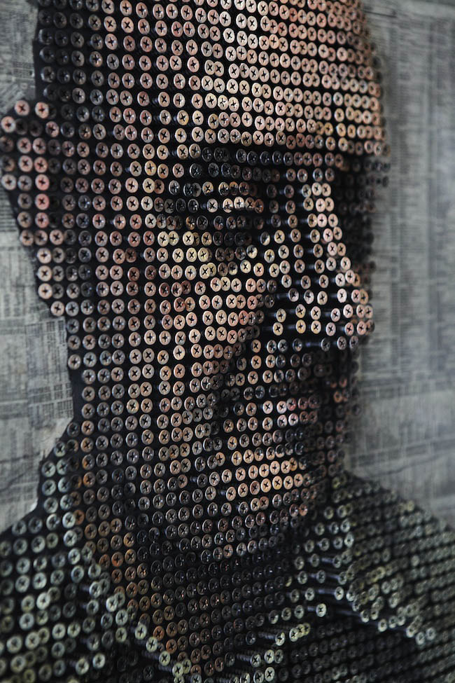 3d protraits using screws andrewy myers sculptures 11 Kinetic San Francisco by Scott Weaver: 35 Years & 100,000 Toothpicks