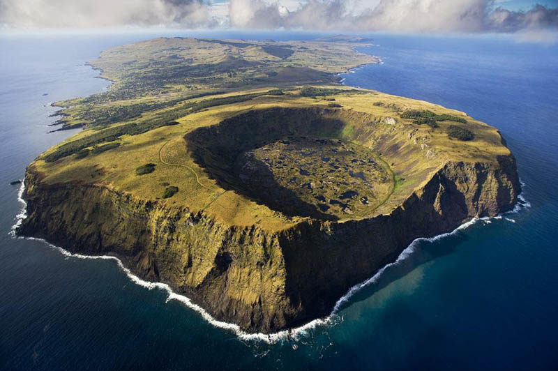 rano kau volcano in rapa nui national park easter island chile Fractal Patterns in Nature Found on Google Earth