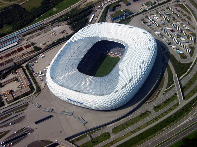 allianz arena aerial munich germany 25 Incredible Aerial Photos of Stadiums Around the World